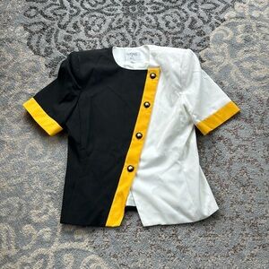 Kasper Black and White Blazer with Yellow Accents